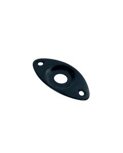 Jack plate, football shape, recessed hole, black, slanted metal