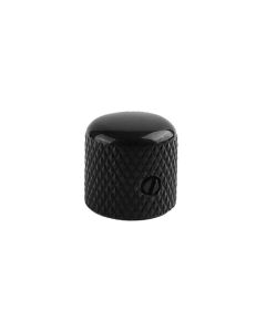 Dome knob, metal, black, diam 19,0mmx19,0mm, with set screw, shaft size 6,1mm