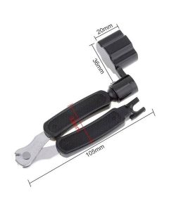 Boston string winder with string clipper and bridge pin remover