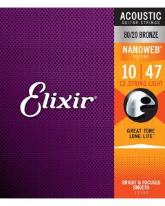 Elixir Nanoweb string set 12-string acoustic coated 80/20 bronze, light 2x010-2x014-023-009-030-012-039-018-047-02