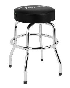 Fender Spaghetti logo pick pouch barstool, black/chrome, 24"