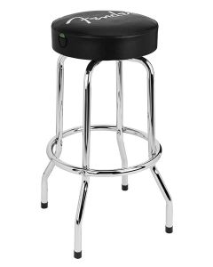 Fender Spaghetti logo pick pouch barstool, black/chrome, 30"