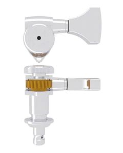 Hipshot guitar tuner, Grip-Lock open, 21.0mm (0.827") post height, bass side, chrome