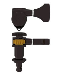 Hipshot guitar tuner, Grip-Lock open, 21.0mm (0.827") post height, bass side, black