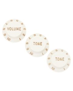 Fender® Strat® Pot Knobs (V/T/T) parchm.