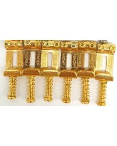 Brugzadel Fender, metaal, gold,Strat, p=10,0 inclusief veer en schroef, 6-pack