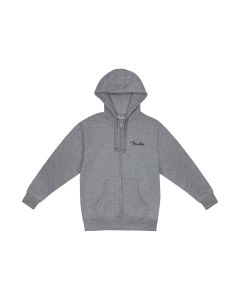 Fender Clothing small spaghetti logo zip front hoodie, athletic gray, M