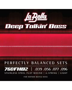 La Bella Deep Talkin' Bass string set electric bass, for Hofner Beatle, stainless steel flatwound, 039-056-077-096 shortscale