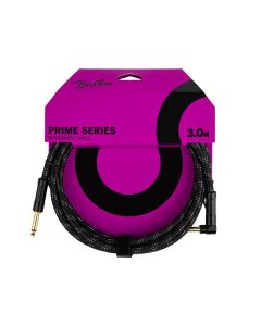 Boston Prime Series woven jacket instrument cable jack-angled jack, 3.0 meter, black tweed