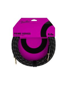 Boston Prime Series woven jacket instrument cable jack-jack, 6.0 meter, black tweed