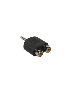Verloop plug, 2 x RCA female, 3,5mm jack male stereo