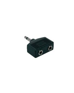 Verloop plug, 2 x 3,5 jack female mono, 3,5mm jack male mono