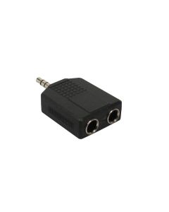 Verloop plug, 2 x 6,3 jack female stereo, 3,5mm jack male stereo
