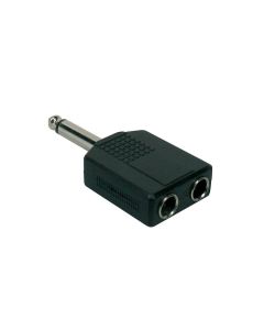 Verloop plug, 2x 6,3 jack female mono, 6,3mm jack male mono