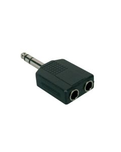 Verloop plug, 2 x 6,3 jack female stereo, 6,3mm jack male stereo