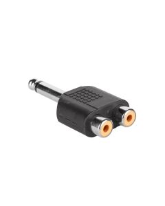 Verloop plug, 2 x RCA female, 6,3mm jack mono