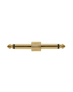 Verloop plug, 6,3mm jack male mono, 6,3mm jack male mono, goud metaal