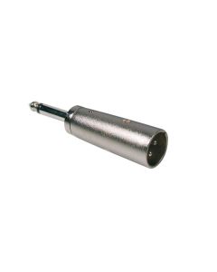 Verloop plug, XLR male metaal, 6,3mm jack male mono