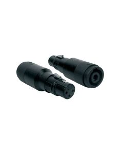 Verloop plug, speaker 4-polig male zwart metaal, XLR female