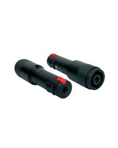 Verloop plug, speaker 4-polig female zwart metaal, 6,3mm jack female st.+lock