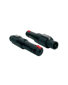 Verloop plug, speaker 4-polig male zwart metaal, 6,3mm jack female st.+lock
