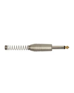 Jack plug, 6,3mm, 2-polig, nikkel, met veer, 7,3mm
