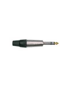 Jack plug, 6,3mm, 3-polig, aluminium, rubber 7,5mm