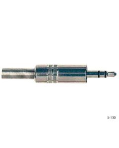 Jack plug mini, 3,5mm, 3-polig, nikkel, met veer 5mm